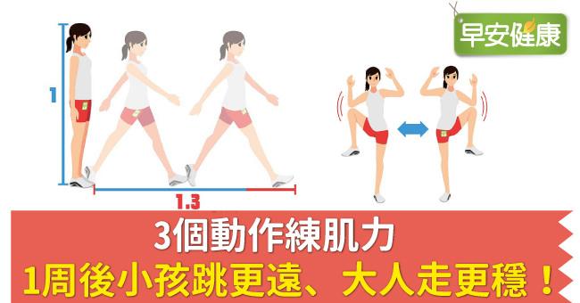 3個動作練肌力，1周後小孩跳更遠、大人走更穩！