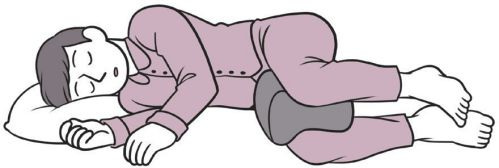 骨質疏鬆患者睡姿最好是膝蓋微彎，大腿夾枕頭
