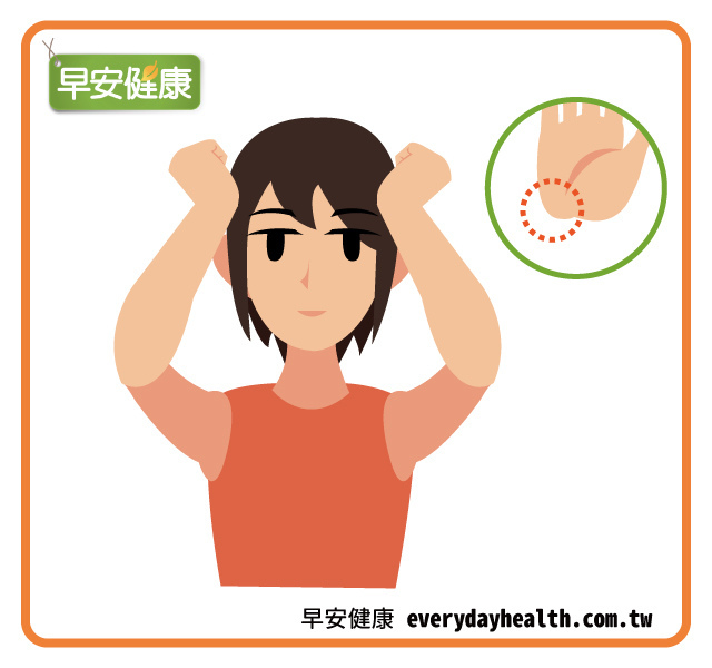 手指關節按摩頭部預防偏頭痛