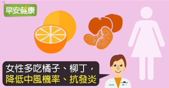 女性多吃橘子、柳丁，降低中風機率、抗發炎