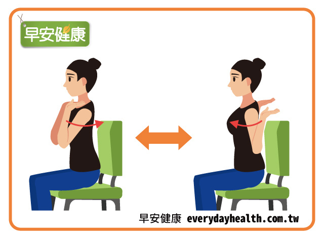 手肘與肩膀同高前後伸展活動肩胛骨改善脊椎管狹窄症