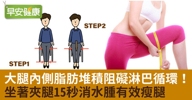 大腿內側脂肪堆積阻礙淋巴循環！坐著夾腿15秒消水腫有效瘦腿