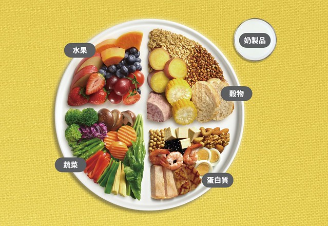 美國飲食指南將食物分成水果、穀物、蔬菜、蛋白質、奶製品等五大類，每日攝取均衡營養，有助於身體健康