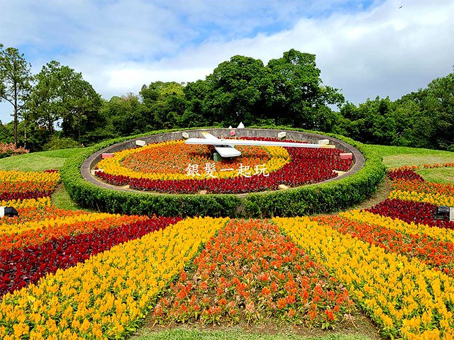 青年公園的花鐘，一年四季皆有花卉可以觀賞。