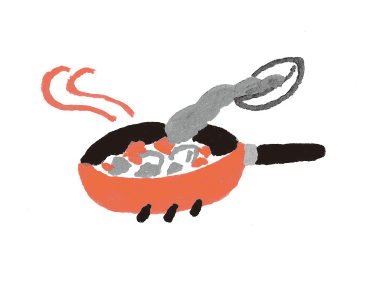 5. 關火，調入綜合味噌，倒入步驟❷的食材以小火加熱。