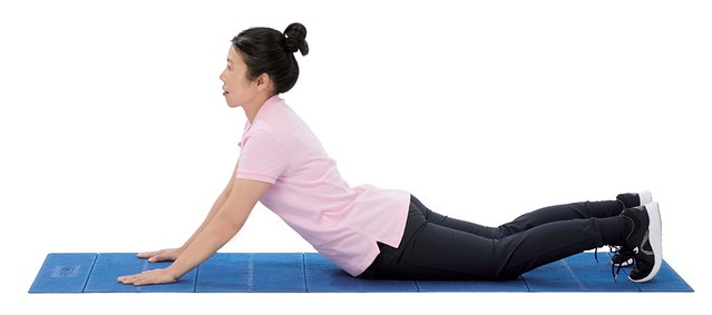 肘關節伸直，使下腹部以上的上半身區域皆離開床面