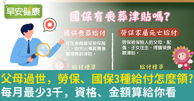 父母過世，勞保、國保3種給付怎麼領？每月最少3千，資格、金額算給你看