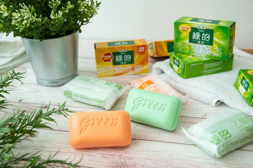 「綠的藥皂」含有「Triclosan」消毒殺菌成分，能殺菌清潔肌膚