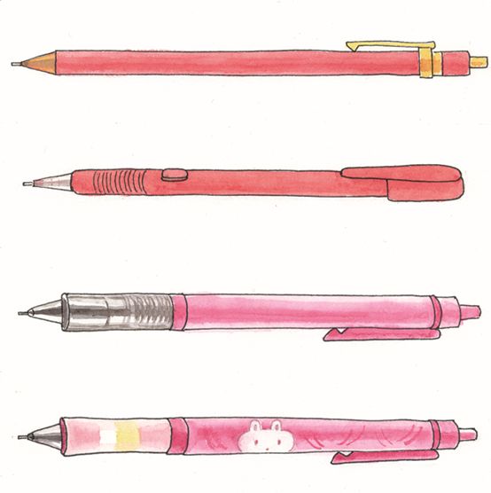 為了讓晴晴做出區別，媽媽便上網搜尋了四枝自動鉛筆做為範例。
