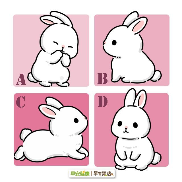 哪隻兔子看起來能夠跳得最高？從下面四張圖選出你的答案