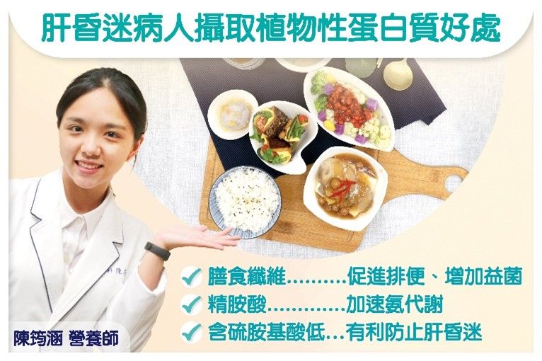 005：營養師陳筠涵以植物性蛋白質為病人調整飲食，有效控制住肝腦病變。