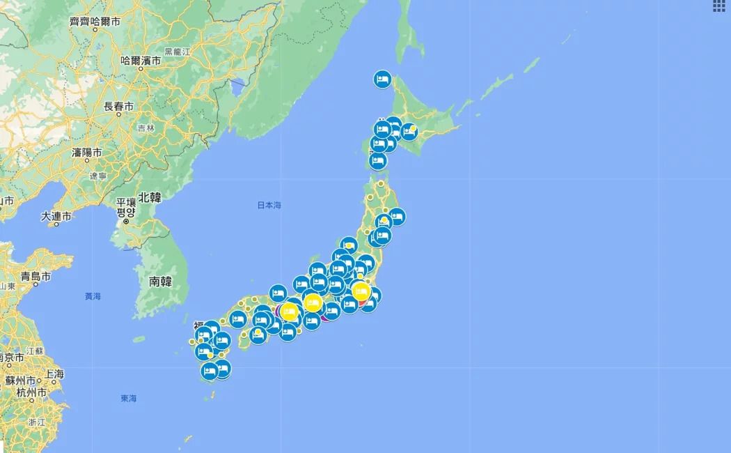 日本臭蟲、床蝨飯店地圖