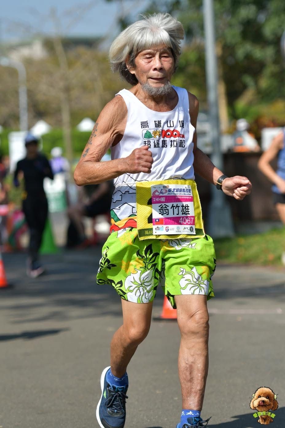 81歲的翁竹雄是2024年臺北超級馬拉松24小時組80分齡唯一參賽者(翁竹雄提供)