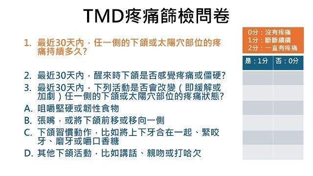 臺北市立聯合醫院_TMD疼痛篩檢問卷(周暉哲醫師)
