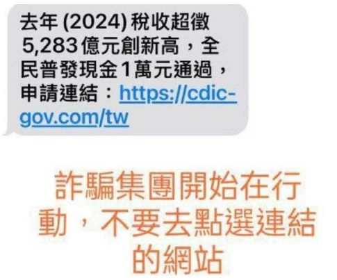 普發萬元詐騙簡訊