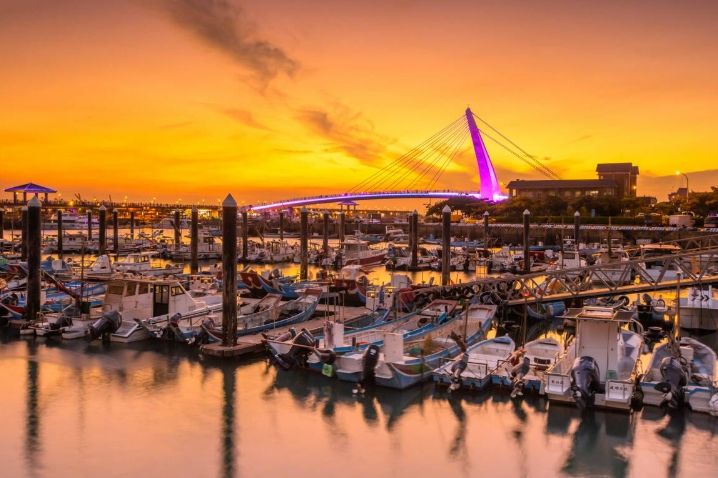 夕陽景點新北淡水漁人碼頭