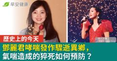 歷史上的今天／鄧麗君哮喘發作驟逝異鄉，氣喘造成的猝死如何預防？
