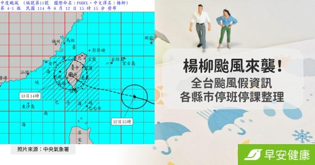 楊柳颱風直撲台灣!8月13日「颱風假」停班停課縣市一次看【不斷更新】